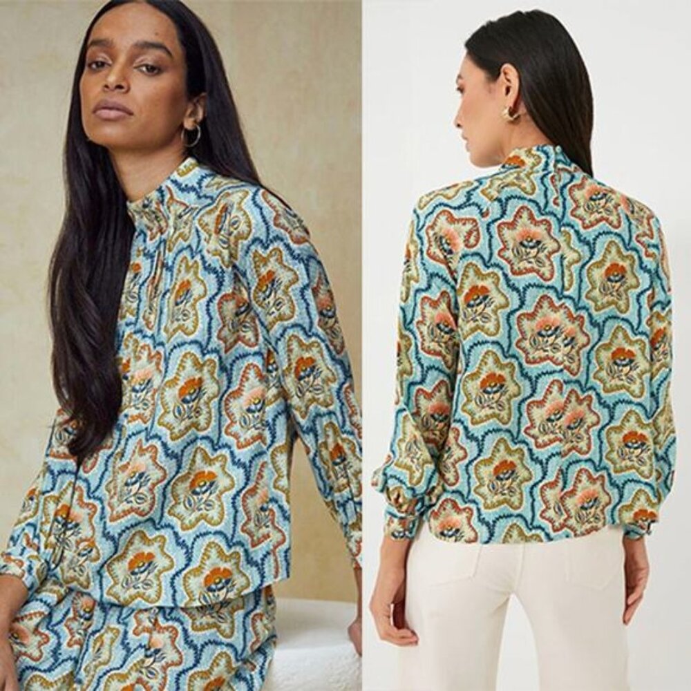NWT Hunter Bell Long Sleeve Abstract Graham Top Tea Time Flower Size: Small